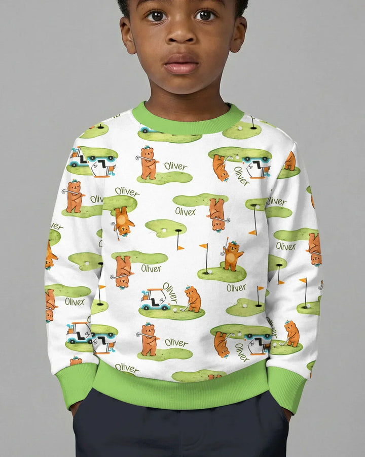 Custom Name Little Bear Golf Club Bamboo Crewneck Sweatshirt