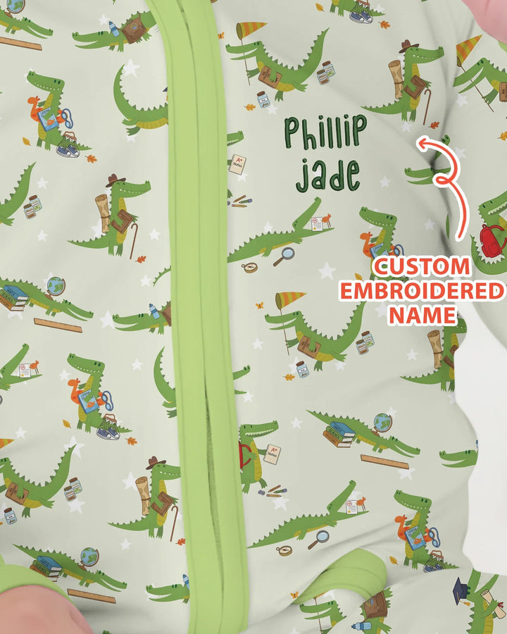 Custom Name Embroidered Alligator Bamboo Convertible Zippy