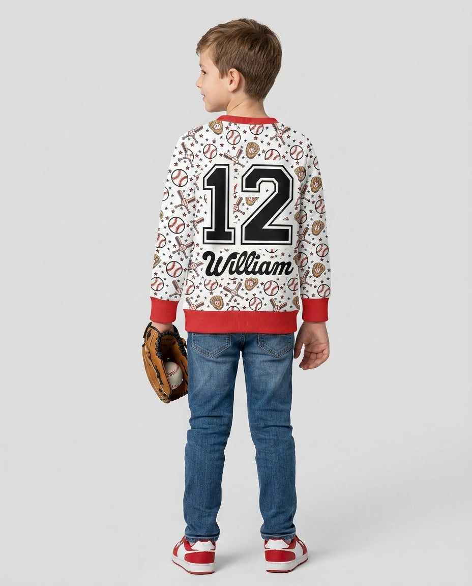 All-Star Baseball Custom Name Bamboo Crewneck Sweatshirt