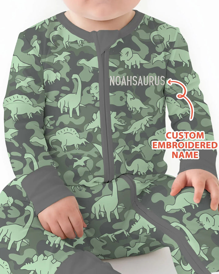 Custom Name Embroidered Matching With Dadasaurus Bamboo Convertible Zippy
