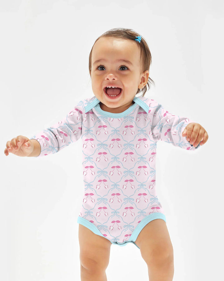 Cherry Baseball Softball Mom and Girl Matching Bamboo Bodysuit