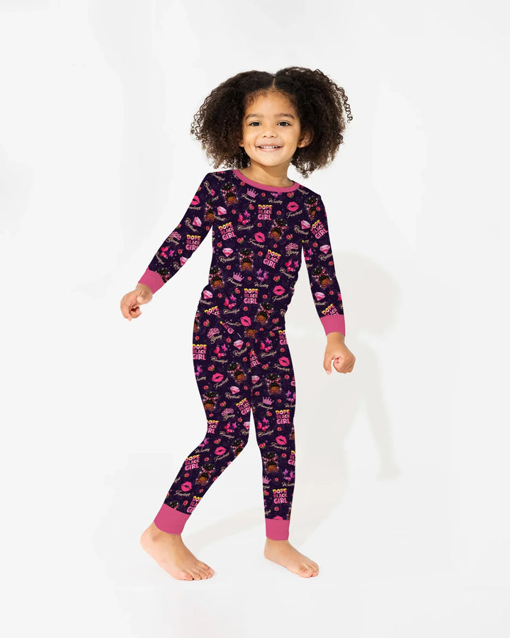 Dope Black Queen Bamboo Two Piece Long Sleeve Pajama Set