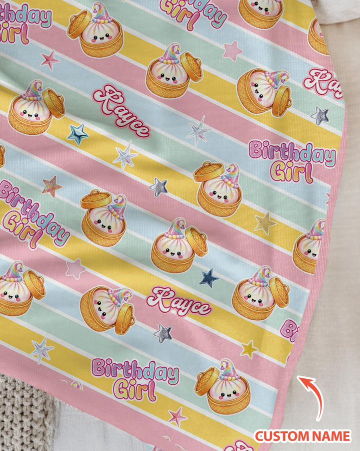 Custom Dumpling Birthday Girl Bamboo Blanket