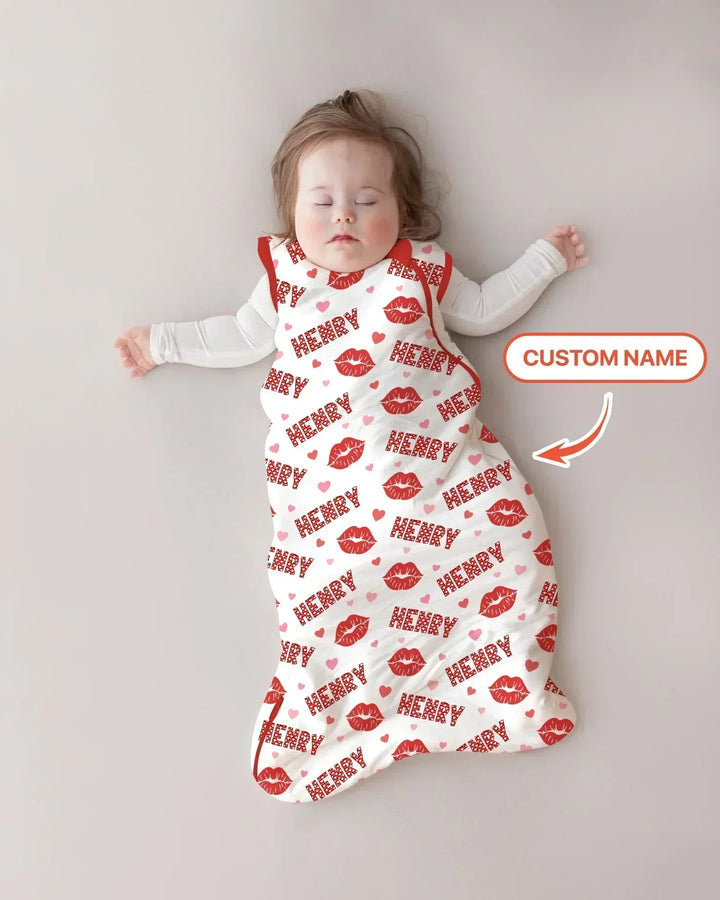Custom Name Valentine Kiss Bamboo Sleep Bag