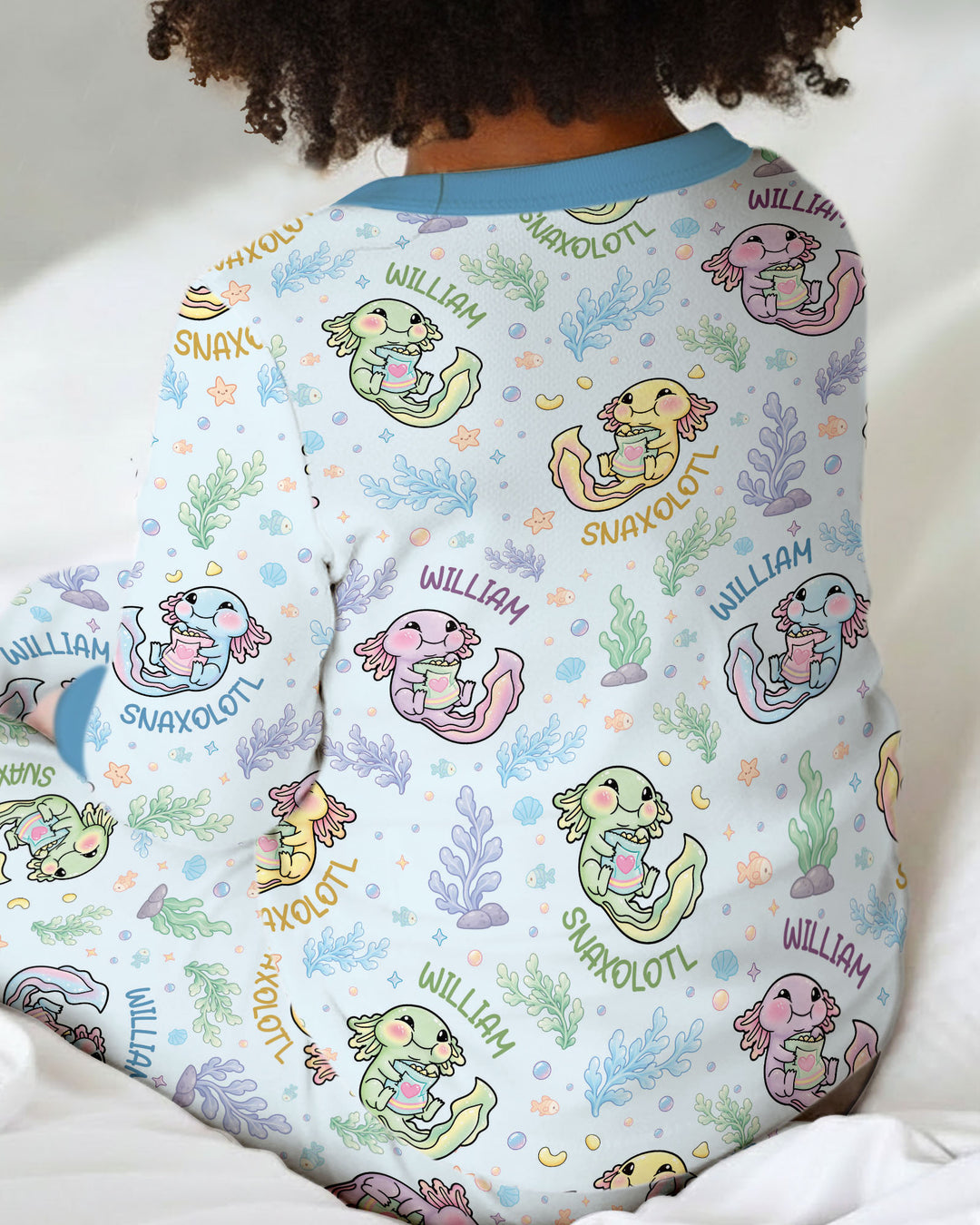 Snaxolotl Custom Name Bamboo Two Piece Long Sleeve Pajama Set