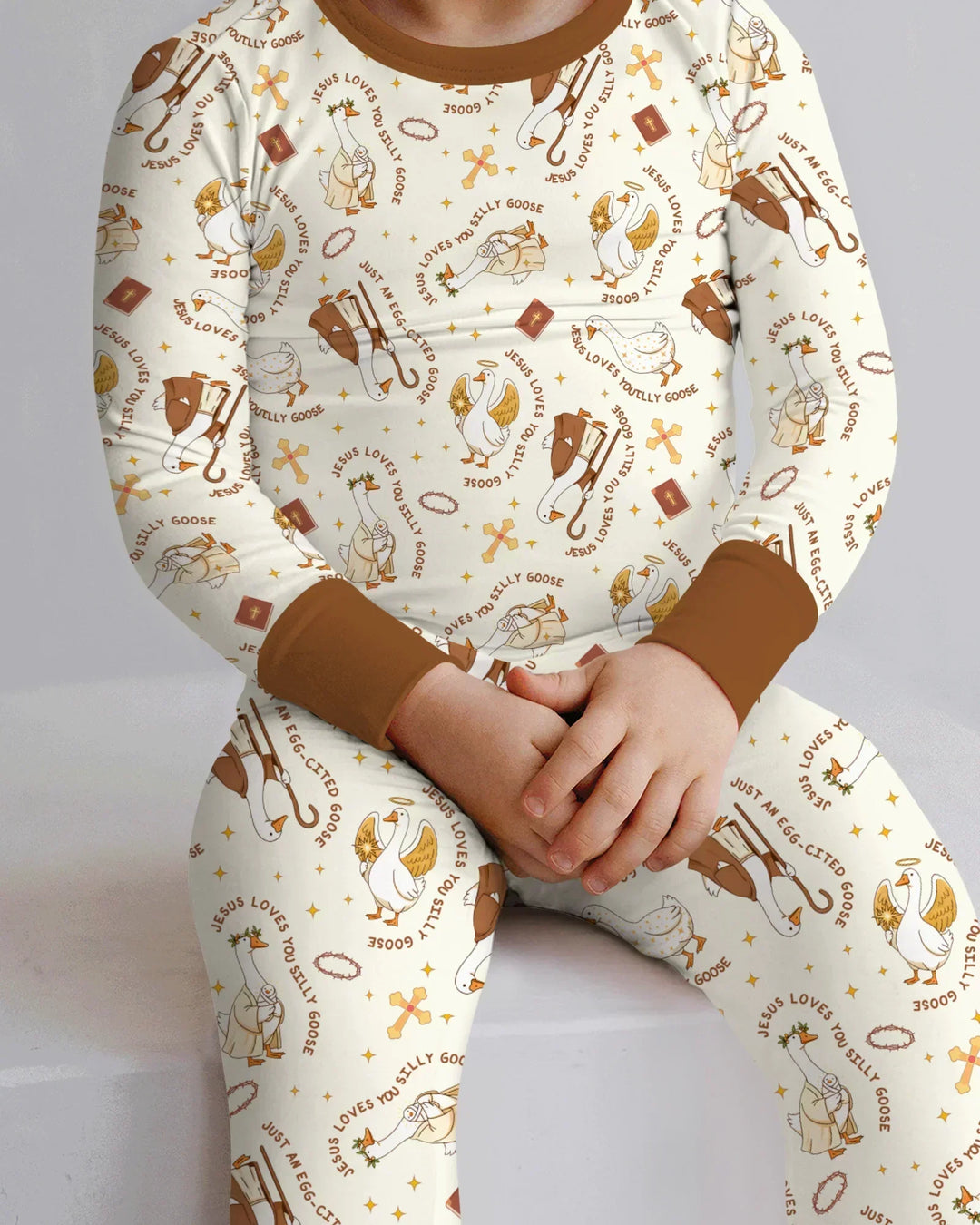 Jesus Loves You Silly Goose Bamboo Two Piece Long Sleeve Pajama Set