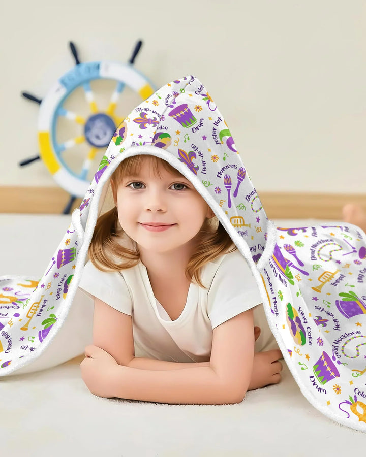 Mardi Gras Family Matching Bamboo Wearable Hooded Blanket