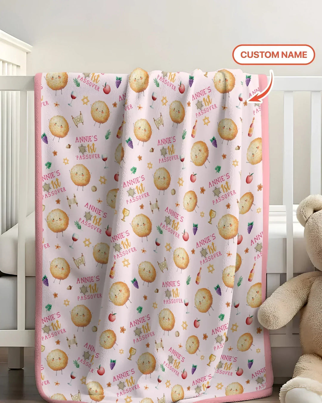 Custom Name 1st Passover Bamboo Blanket