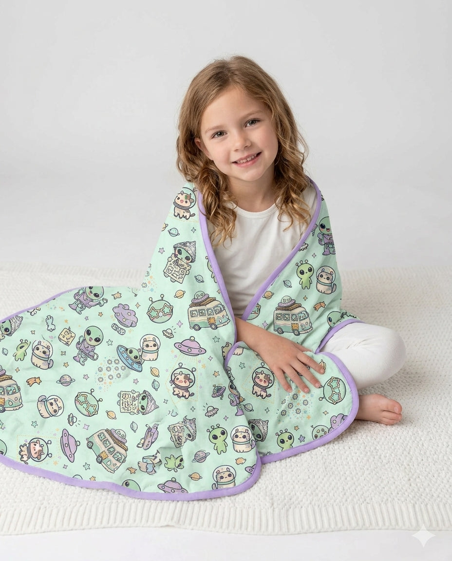 Little Alien Explorer Bamboo Blanket