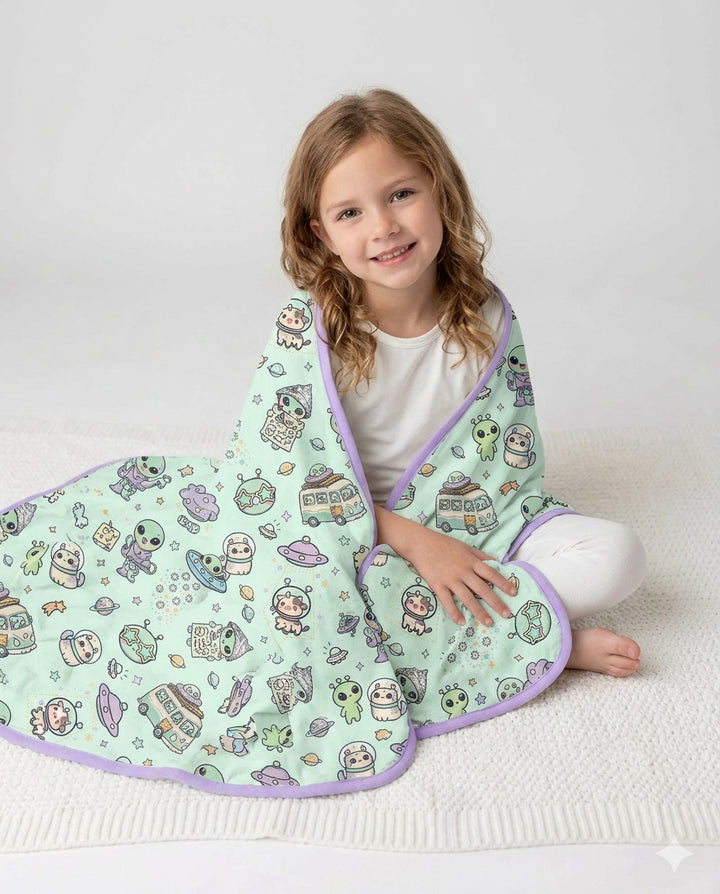 Little Alien Explorer Bamboo Blanket