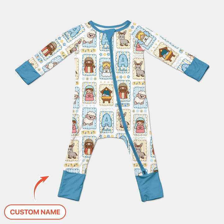 Custom Name Christmas Nativity Bamboo Convertible Zippy