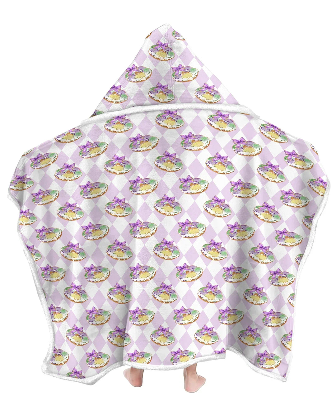 Mardi Gras Donut Bamboo Wearable Hooded Blanket