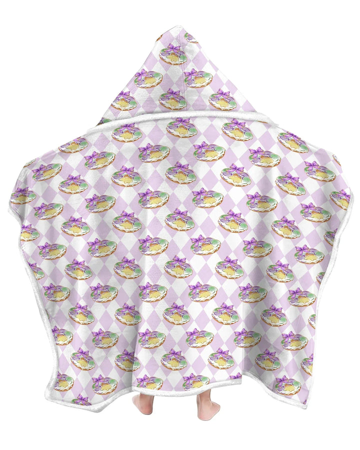Mardi Gras Donut Bamboo Wearable Hooded Blanket
