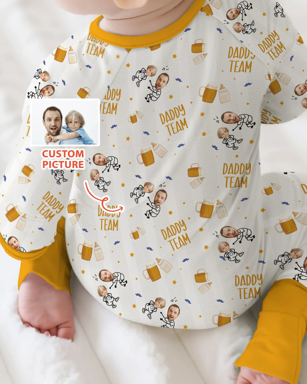 Personalized Embroidered Dad And Me Picture Bamboo Convertible Zippy
