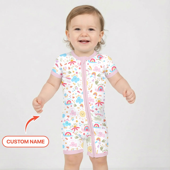 Custom Name Positive Spring Garden Bamboo Shorty Zippy