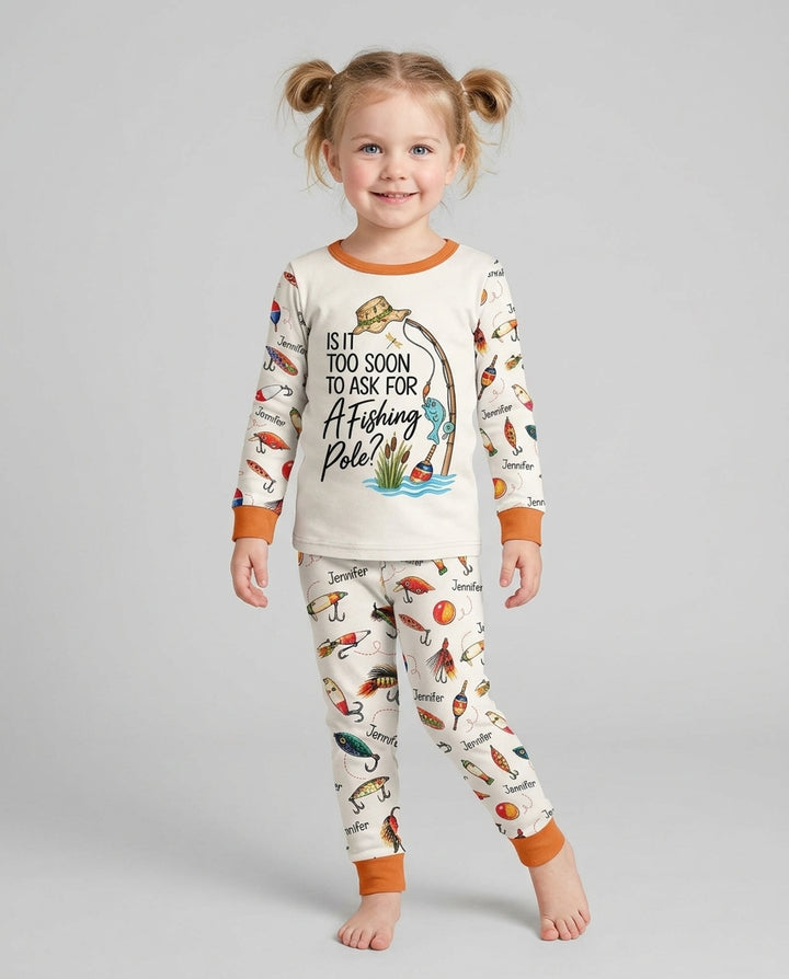 Custom Name Is It Too Soon to Ask for a Fishing Pole Bamboo Two Piece Long Sleeve Pajama Set