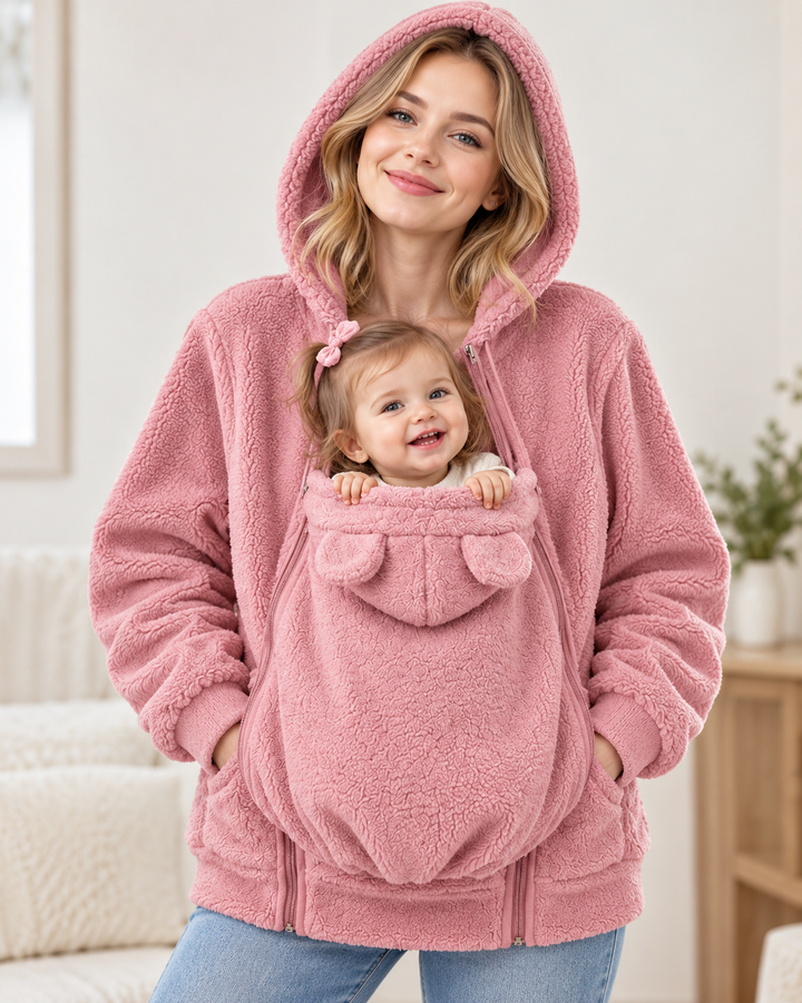 Cozy Wear Plush Fleece Mama & Baby Carrier Hoodie
