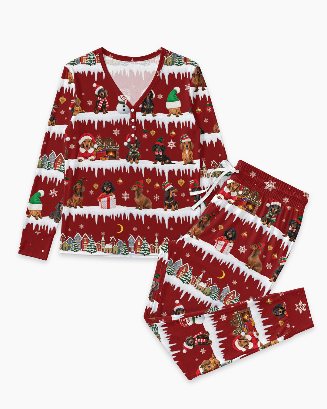 Dachshund Through The Snow Bamboo Women Pajama Set