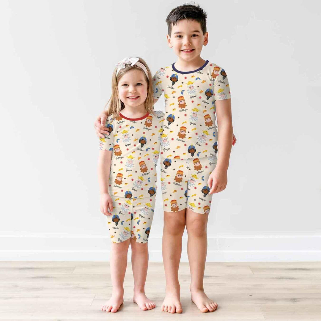 Tres Reyes Magos Bamboo Two Piece Short Sleeve Shorts Pajama Set