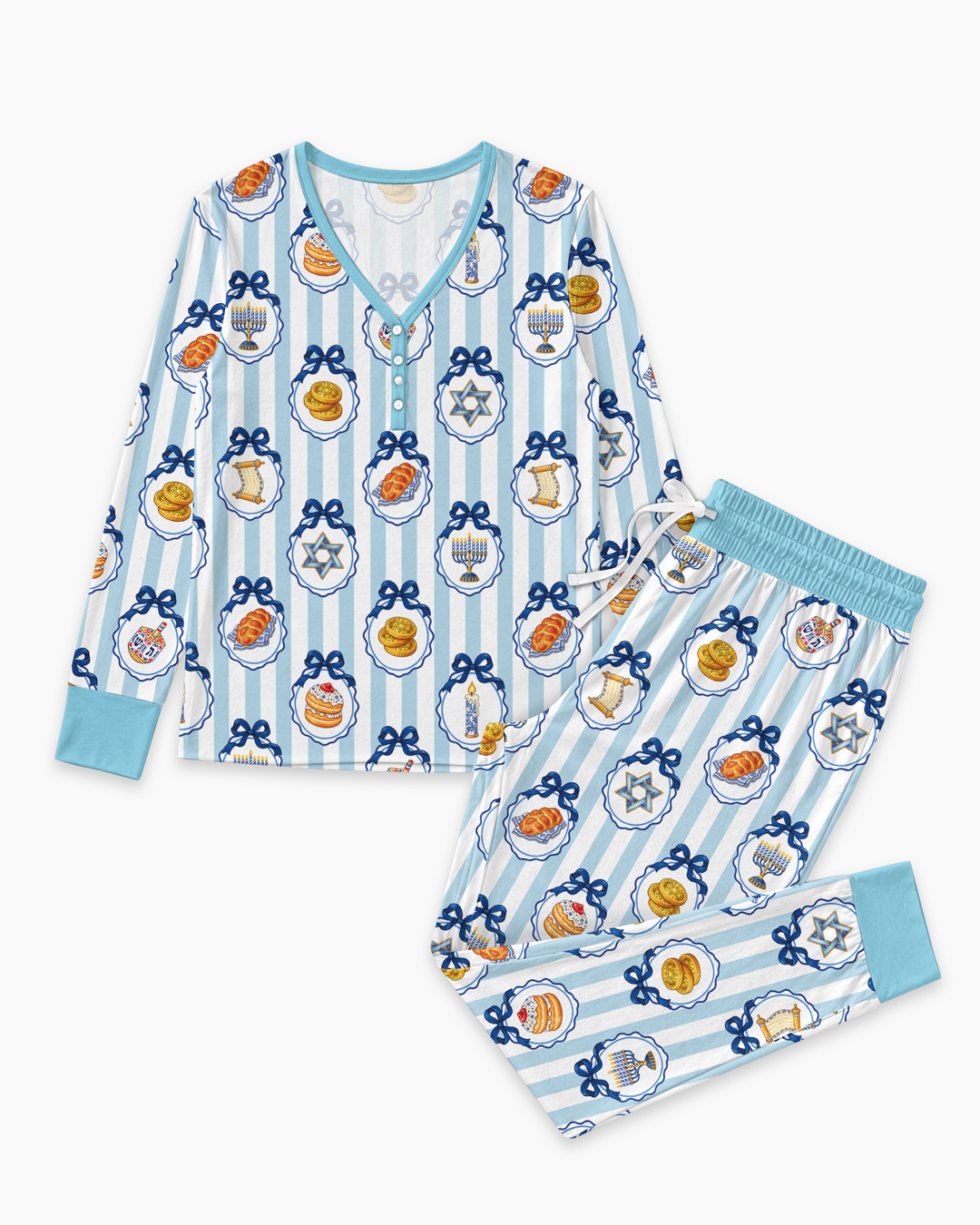 Hanukkah Bows & Blessings Mommy & Me Matching Bamboo Women Pajama Set
