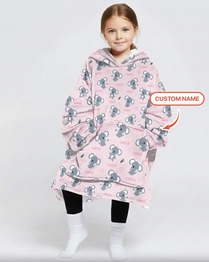 Custom Name Cosmic Koala Bamboo Blanket Hoodie