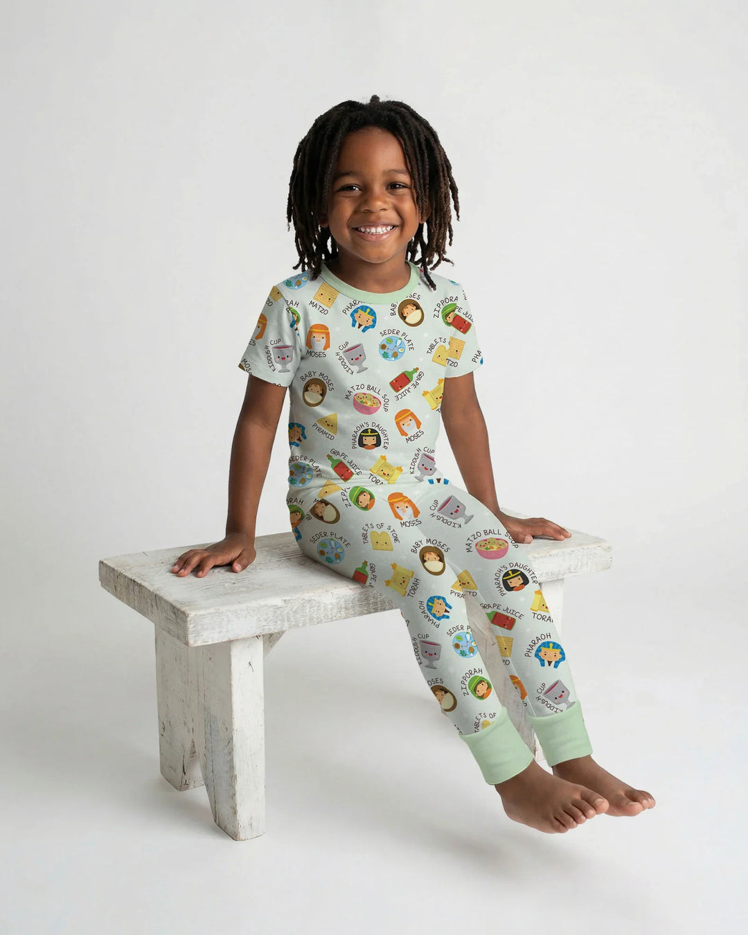 Cute Passover CharactersBamboo Two Piece Short Sleeve Pajama Set