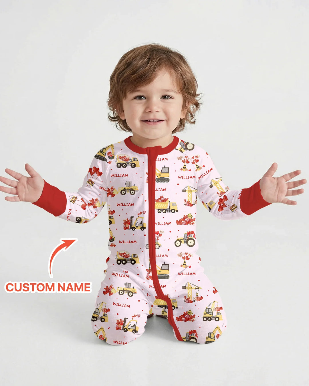 Custom Name Valentine Trucks Family Matching Bamboo Convertible Zippy