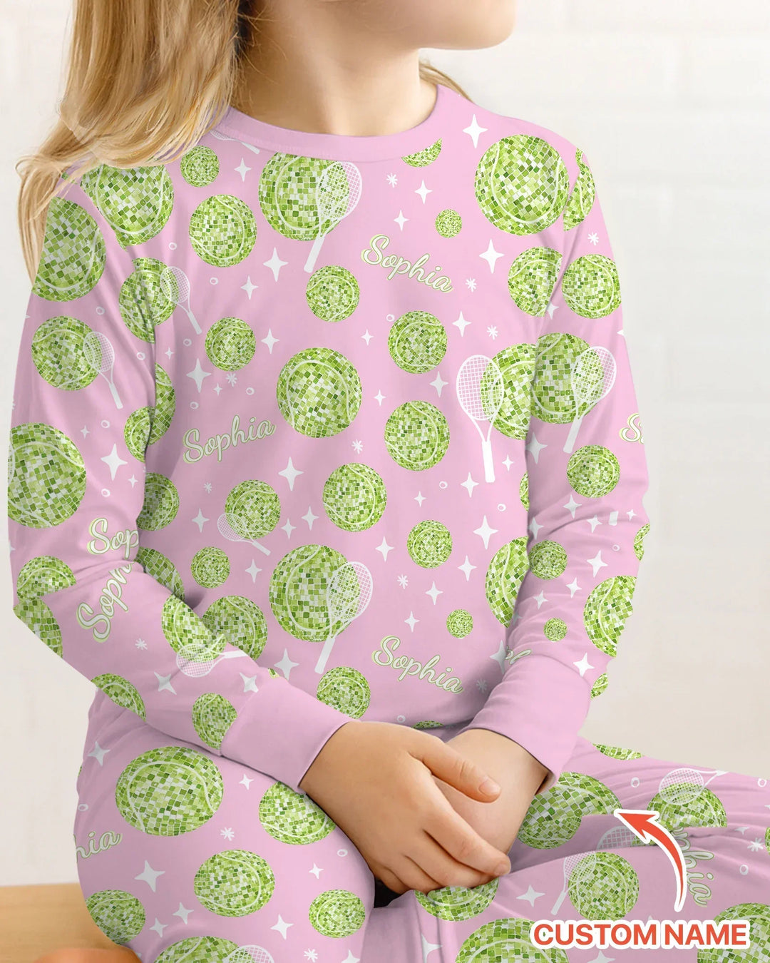 Tennis Disco Girl Party Matching Bamboo Two Piece Long Sleeve Pajama Set