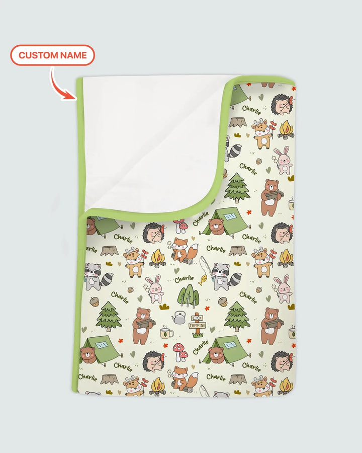 Custom Name Little Camp Buddies Bamboo Blanket