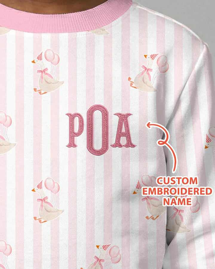 Custom Name Embroidered Birthday Girl  Bamboo Crewneck Sweatshirt