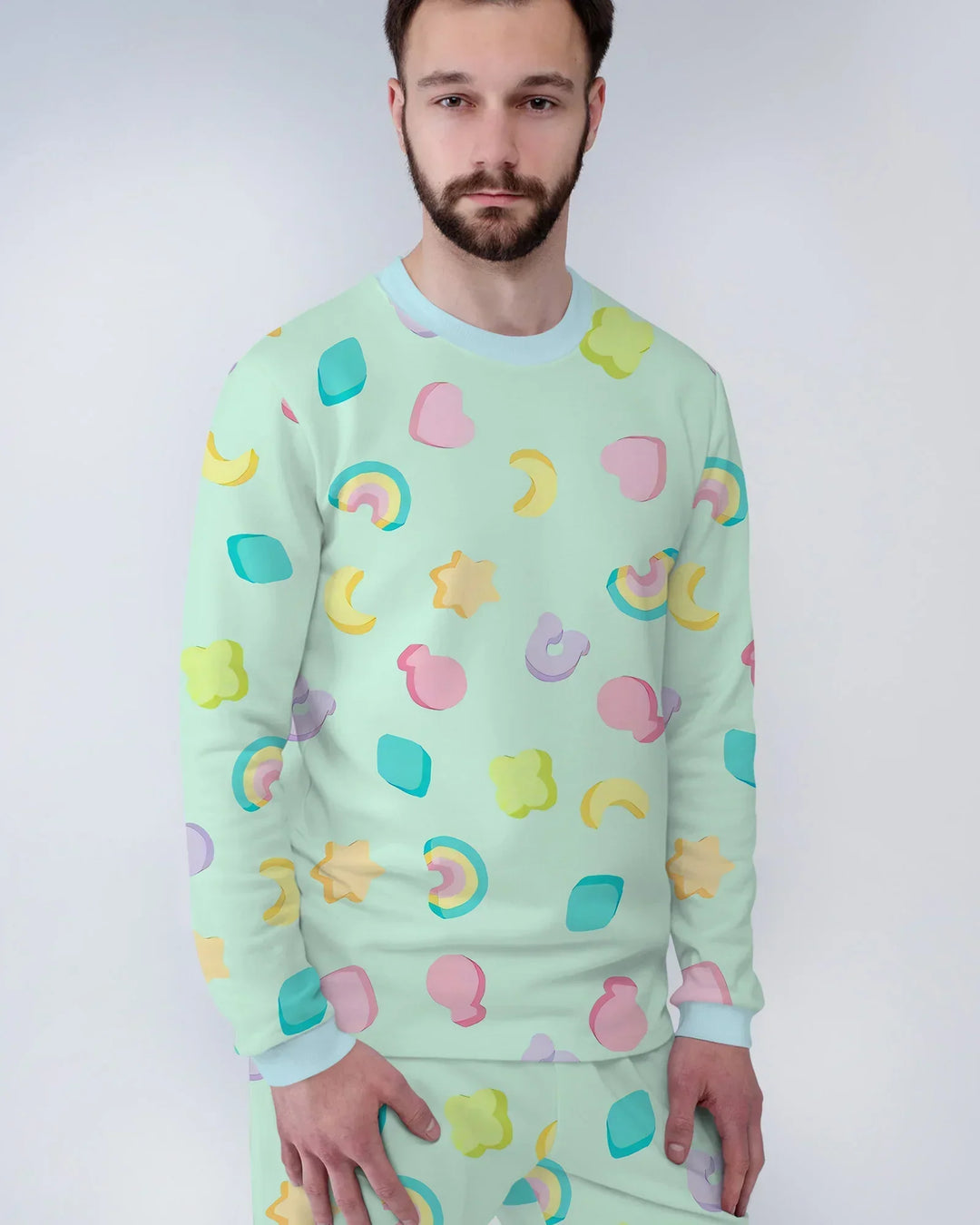 Pastel Lucky Charms Scatter Bamboo Men's Pajama Set