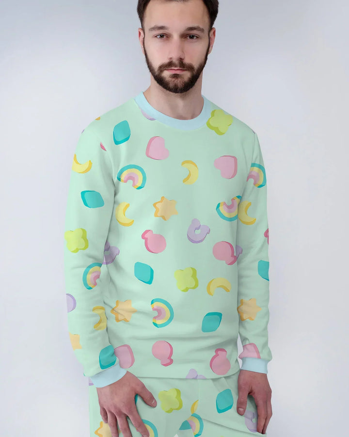 Pastel Lucky Charms Scatter Bamboo Men's Pajama Set