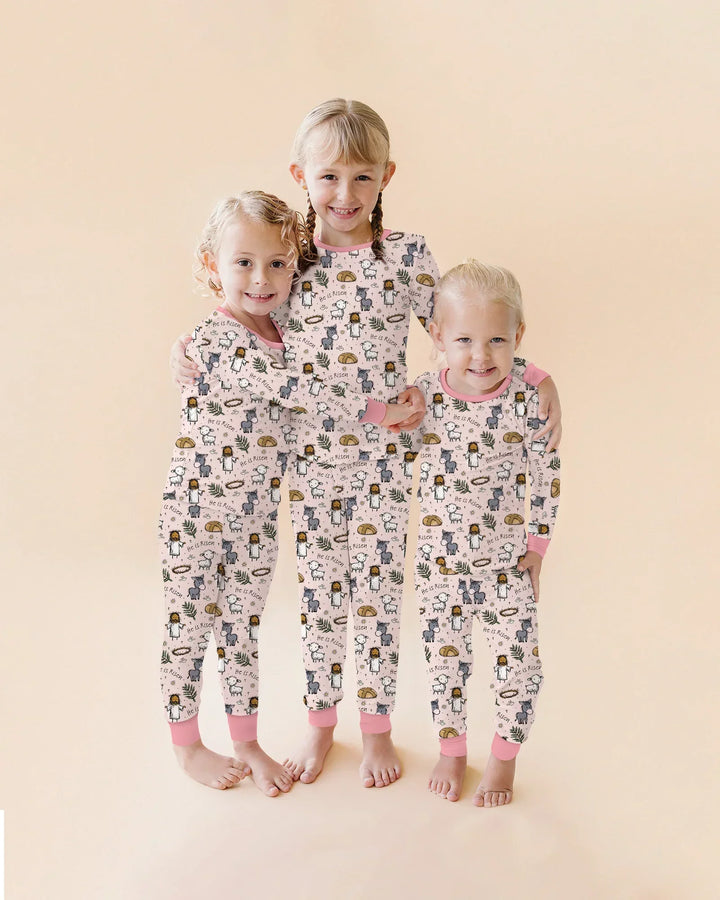 He Is Risen Easter Family Matching Bamboo Two Piece Long Sleeve Pajama Set