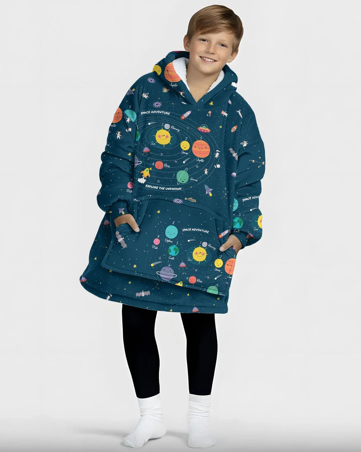Solar System Explorers Bamboo Blanket Hoodie