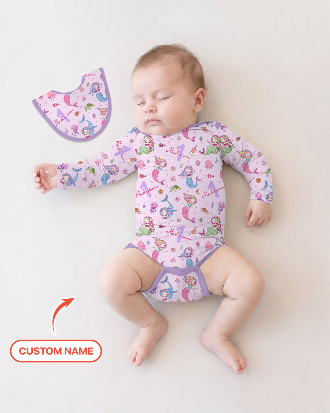 Custom Name Birthday Mermaid Wild One Bamboo Bodysuit