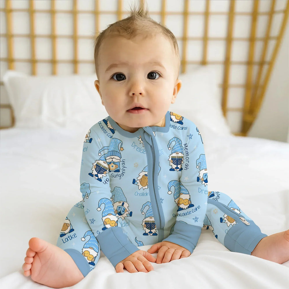 Happy Hanukkah Matching Family Convertible Zippy , Happy Hanukkah Matching Family Convertible Zippy - 0-3M / Girl
