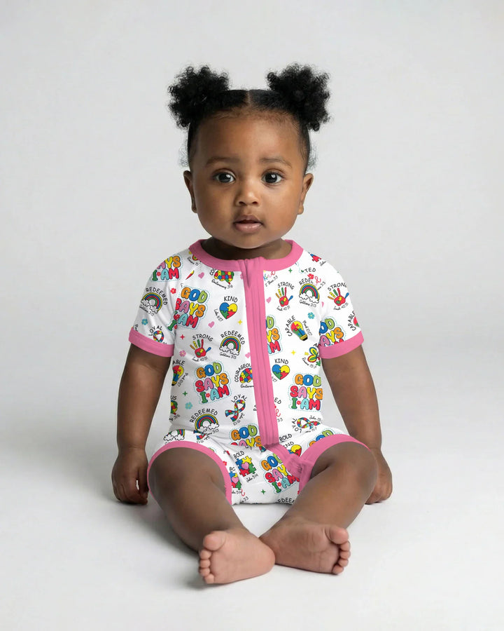 God Says I Am Autism Awareness Bamboo Shorty Zippy