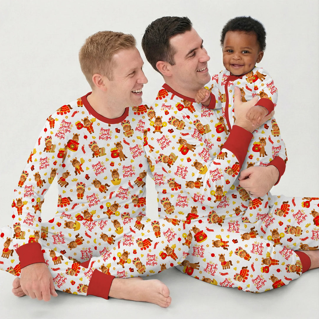 Year of the Horse Bamboo Two Piece Long Sleeve Pajama Set