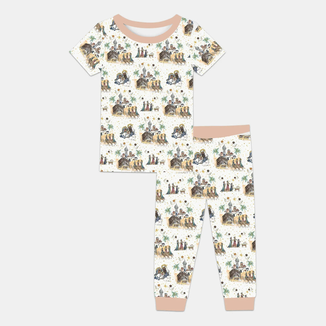 Nativity Christmas Family Matching Family Bamboo Two Piece Short Sleeve Pajama Set