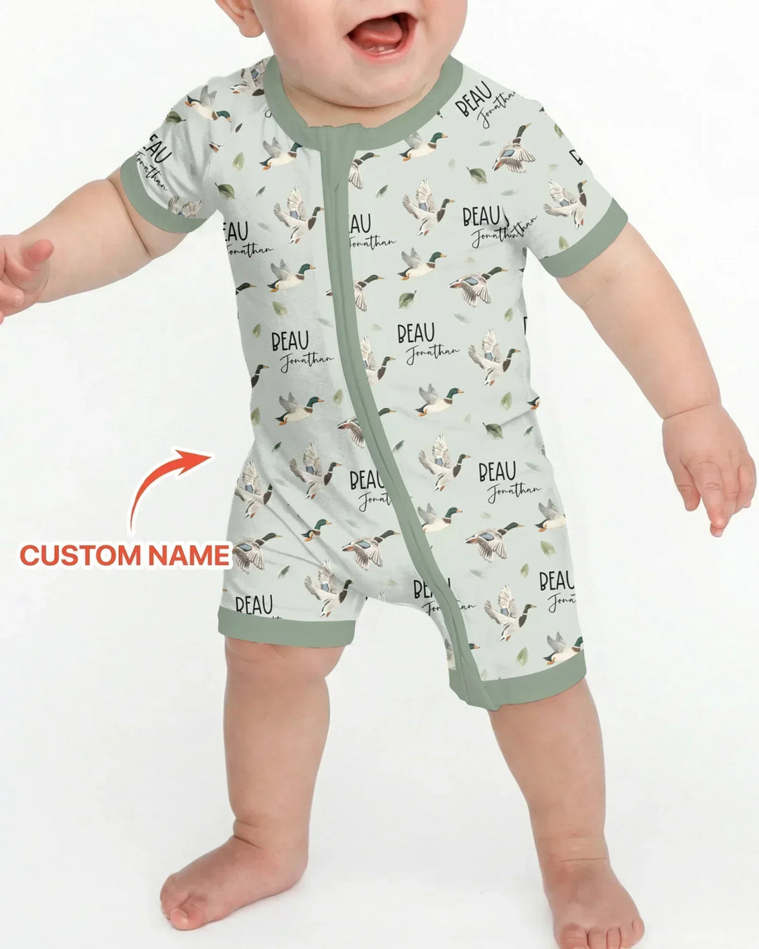 Custom Name Mallard Duck Bamboo Shorty Zippy