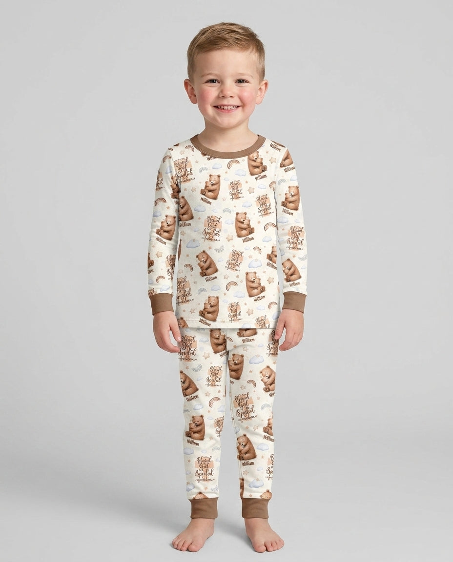 Custom Name Blessed By God Spoiled By Grandma Bamboo Two Piece Long Sleeve Pajama Set