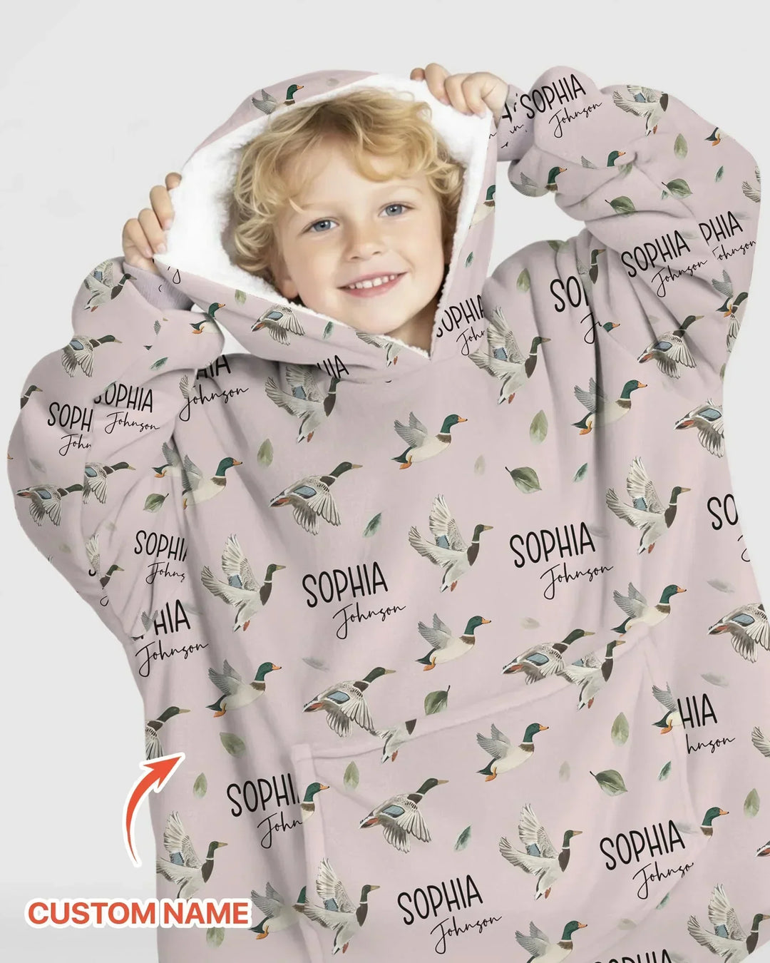 Custom Name Mallard Duck Bamboo Blanket Hoodie
