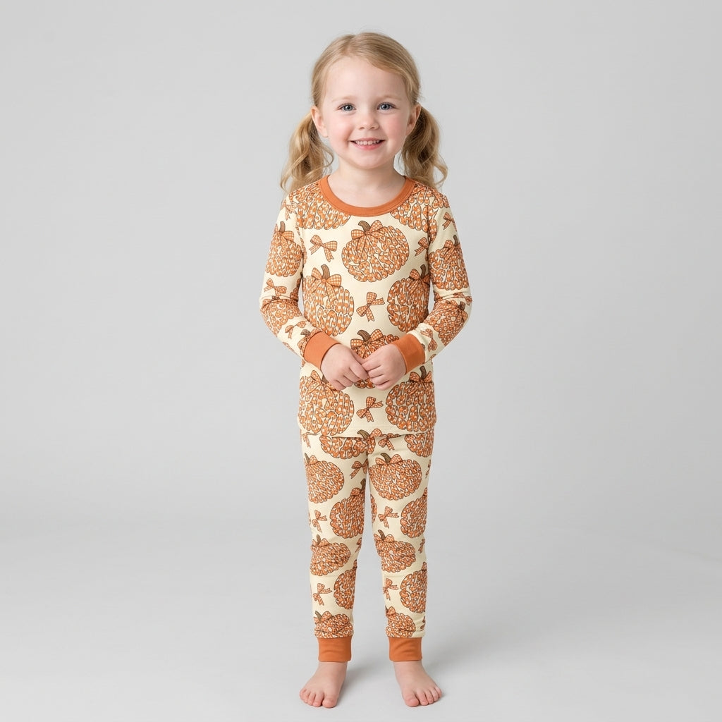 Pumpkin Season Bamboo Two Piece Long Sleeve Pajama Set