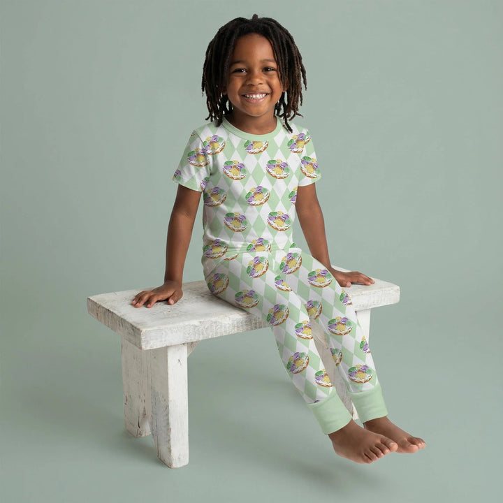 Mardi Gras Donut Bamboo Two Piece Short Sleeve Pajama Set