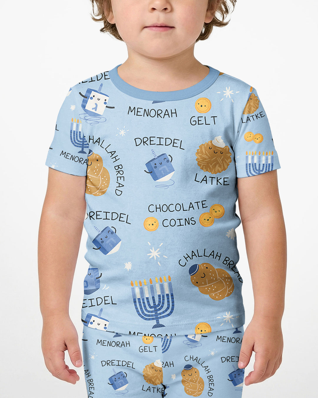 Family Hanukkah Matching Bamboo Two Piece Short Sleeve Shorts Pajama Set