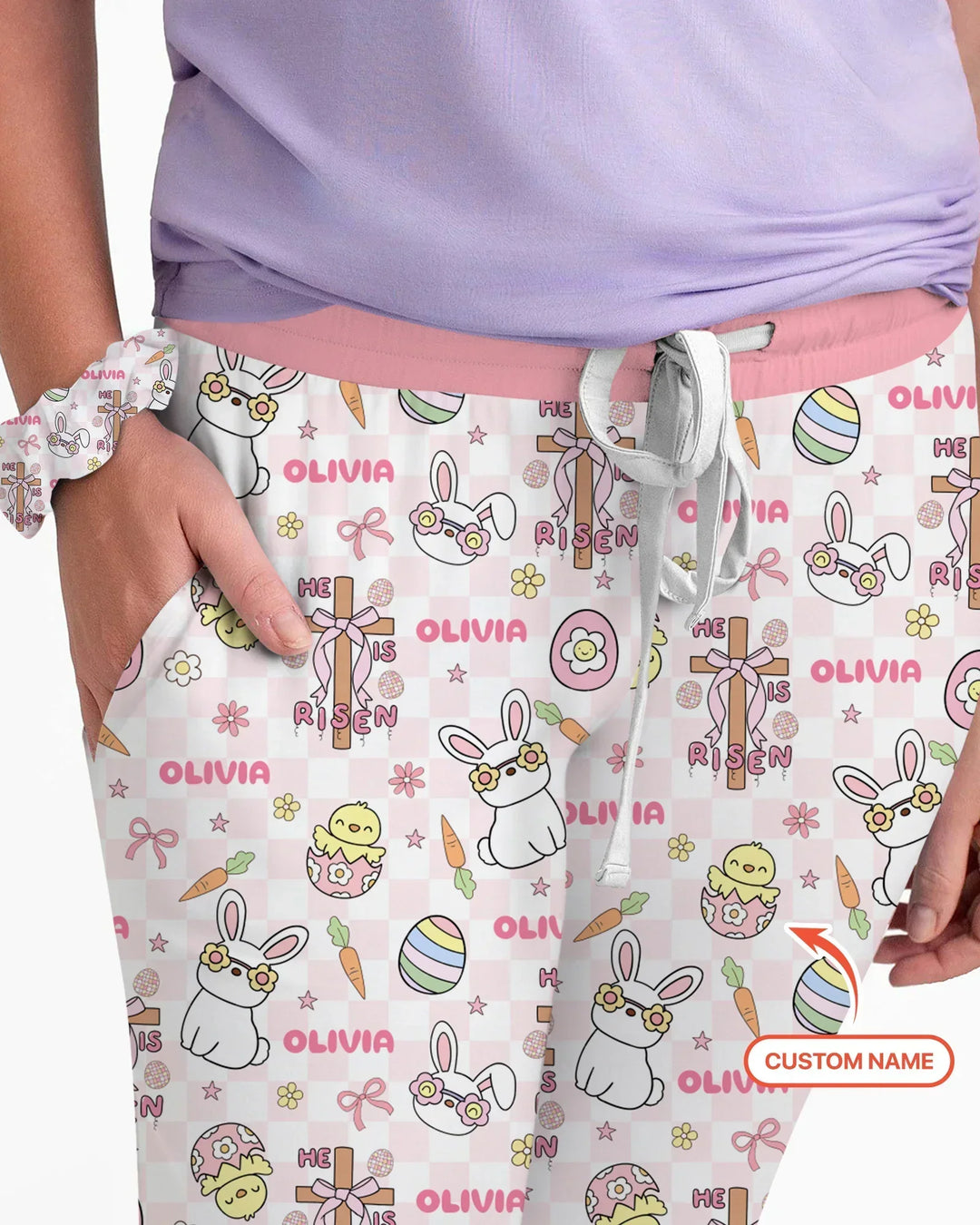 Custom Name Retro Easter Bamboo Women Pajama Set