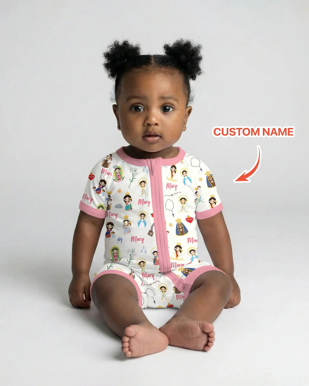 Custom Name Mother Mary Bamboo Shorty Zippy