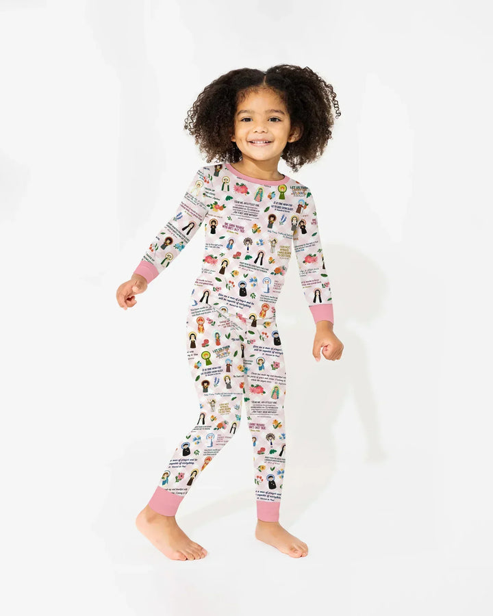 Catholic Saint Quotes Bamboo Two Piece Long Sleeve Pajama Set
