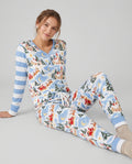 Whimsical Santa's Winter Village Bamboo Women Pajama Set