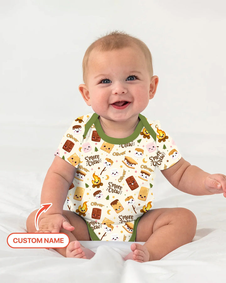 Custom Name Kawaii S'more Crew Family Matching Bamboo Bodysuit